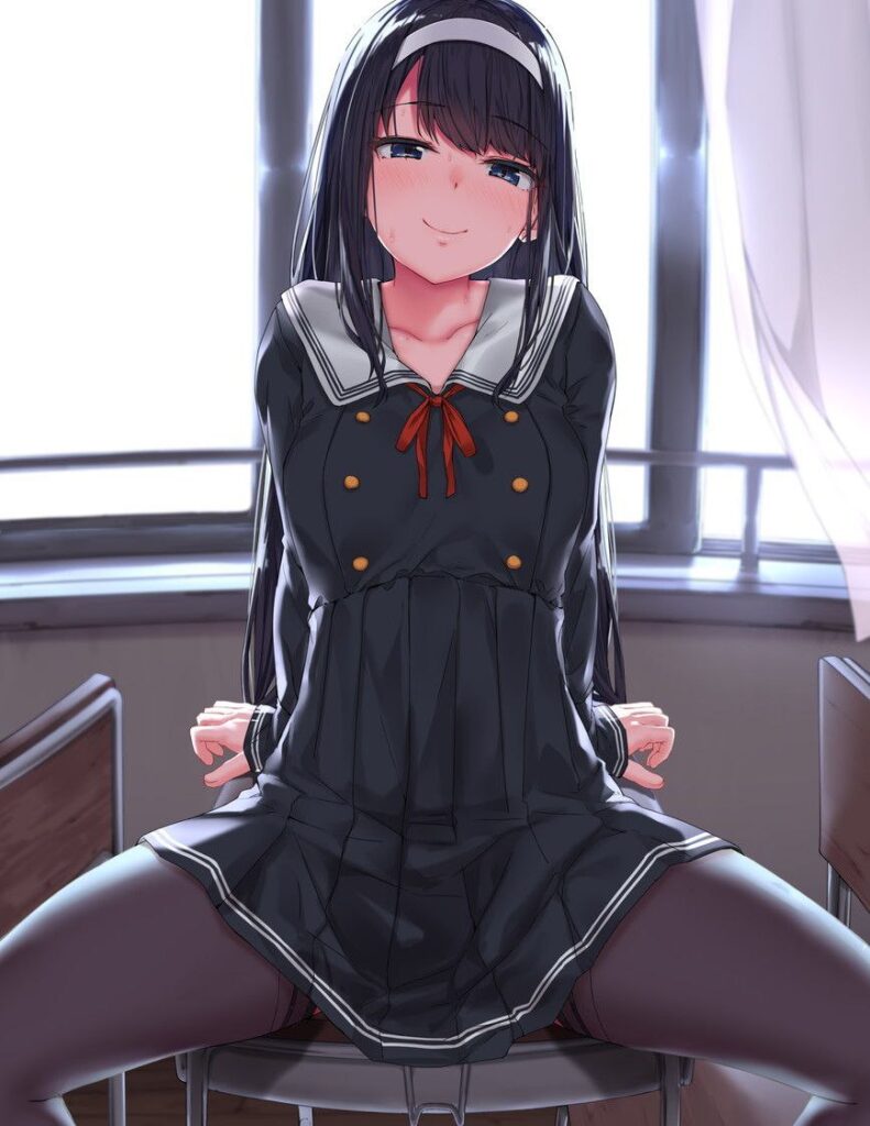 黒タイツ・ストッキングを履いている女の子の二次エロ画像