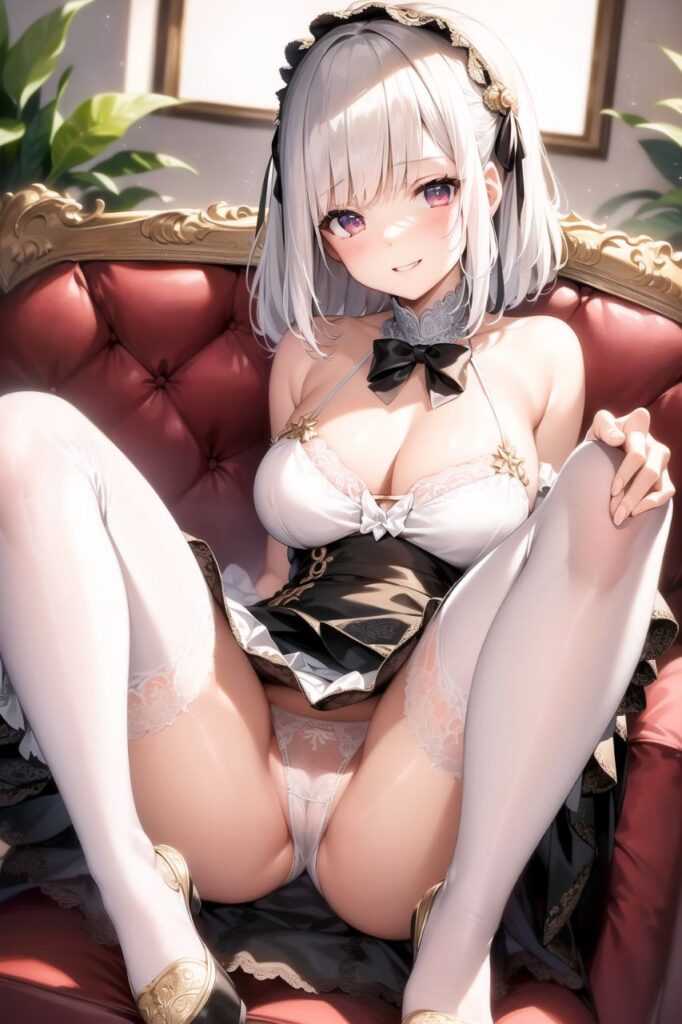 脚を大きく開いて見せつけてくる女の子の二次エロ画像