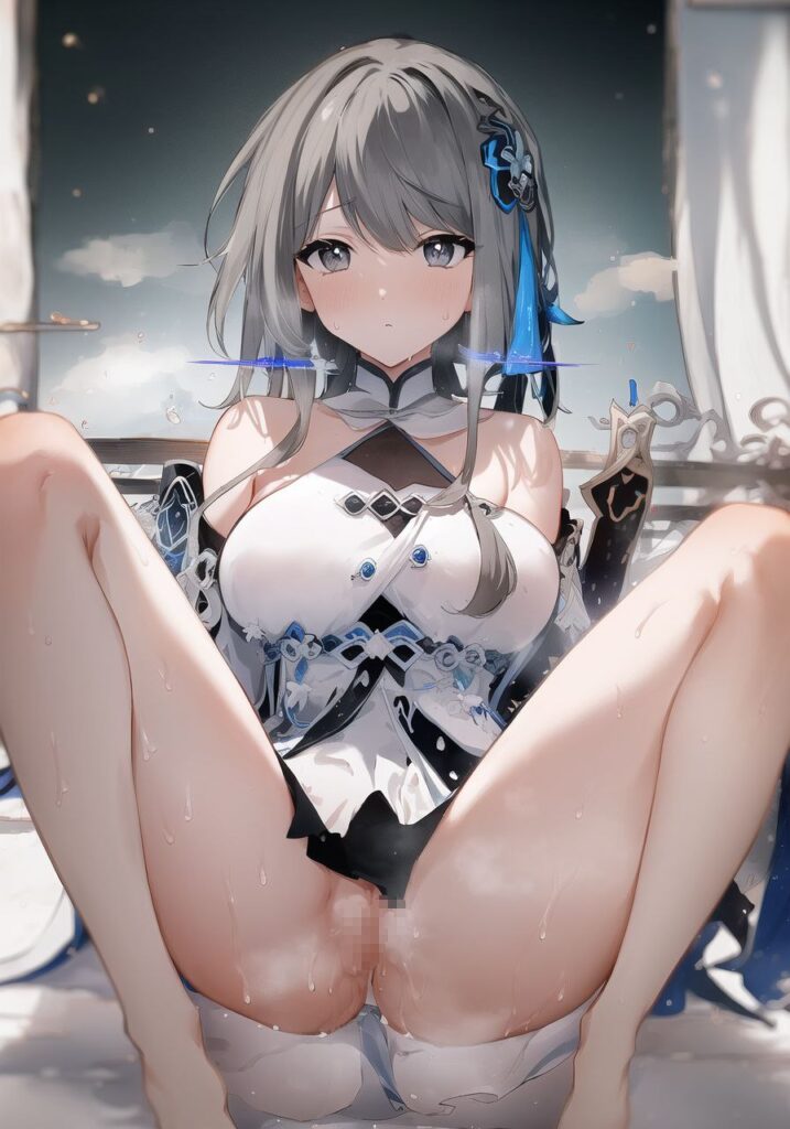 脚を大きく開いて見せつけてくる女の子の二次エロ画像