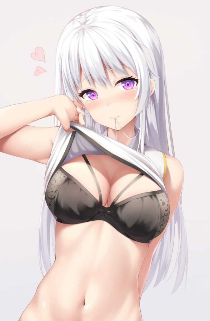 自分で服をめくりあげて誘惑してくるエッチな女の子の二次エロ画像