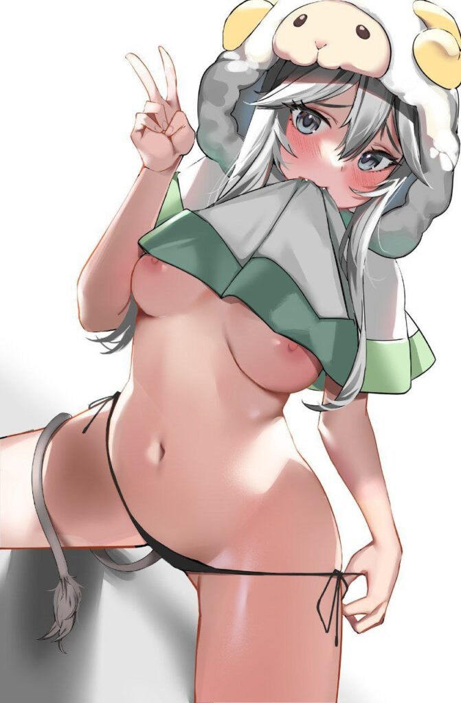 自分で服をめくりあげて誘惑してくるエッチな女の子の二次エロ画像　その2