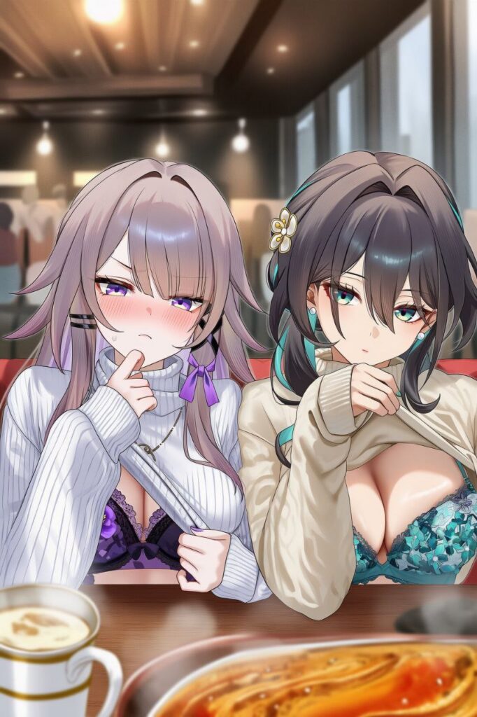 自分で服をめくりあげて誘惑してくるエッチな女の子の二次エロ画像　その2