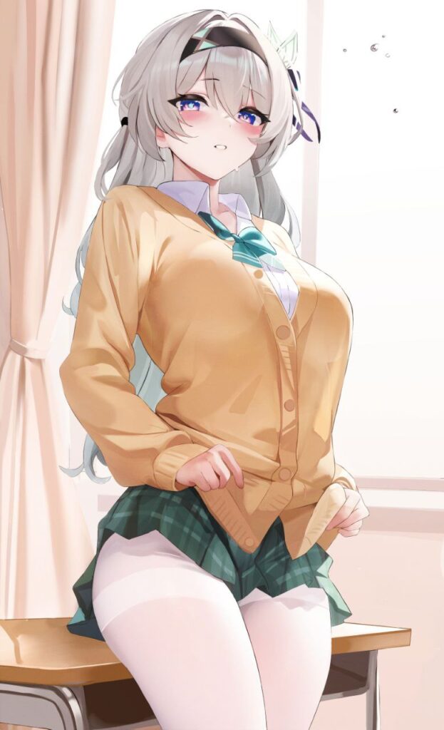 白タイツ・ストッキングを履いている女の子の二次エロ画像